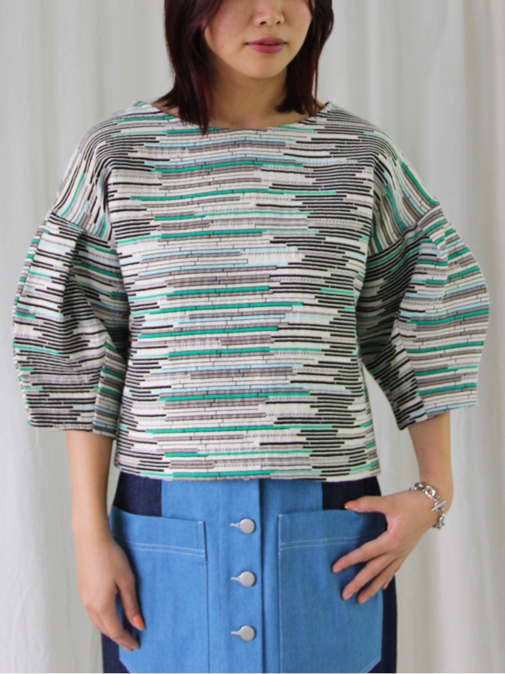 Eve Gravel Slice Me Nice Top M Textured Boxy Crop Made in Canada